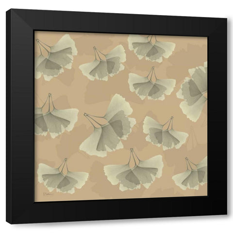 Falling Gingkos 1 Black Modern Wood Framed Art Print with Double Matting by Koetsier, Albert