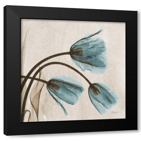 Tulips L83 Black Modern Wood Framed Art Print with Double Matting by Koetsier, Albert