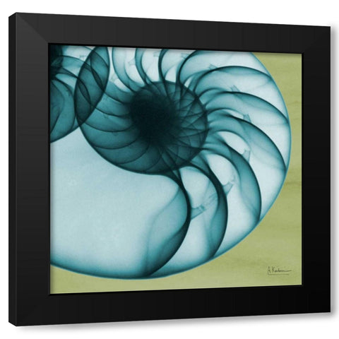 Neon Nautilus Black Modern Wood Framed Art Print by Koetsier, Albert