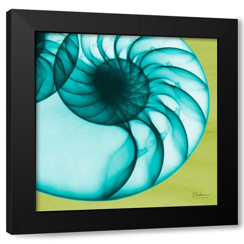 Neon Nautilus Black Modern Wood Framed Art Print by Koetsier, Albert