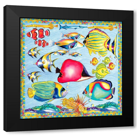 Fish Pattern Black Modern Wood Framed Art Print with Double Matting by Ormsby, Anne