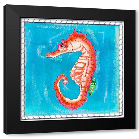 Beach Seahorse Black Modern Wood Framed Art Print by Ormsby, Anne