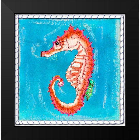 Beach Seahorse Black Modern Wood Framed Art Print by Ormsby, Anne
