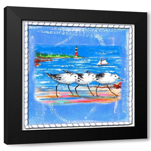 Beach-Front-Shore Birds Black Modern Wood Framed Art Print with Double Matting by Ormsby, Anne