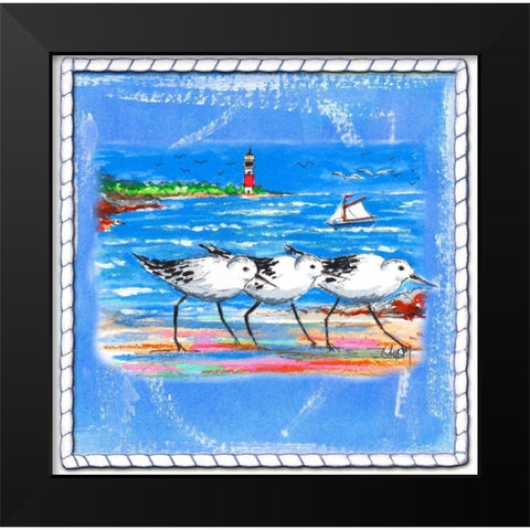 Beach-Front-Shore Birds Black Modern Wood Framed Art Print by Ormsby, Anne