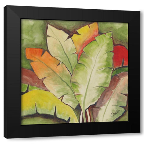 Banana Tree Leaves Black Modern Wood Framed Art Print by Ormsby, Anne