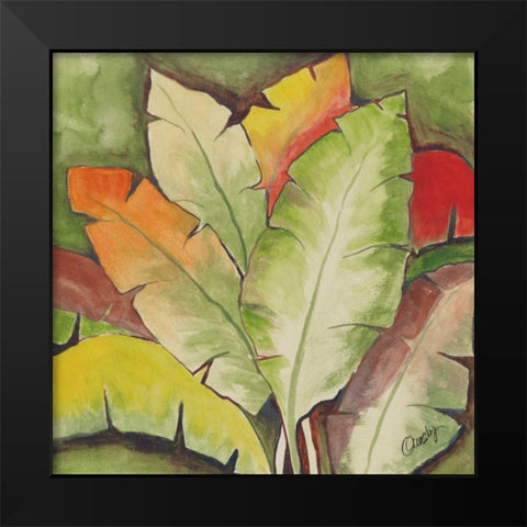 Banana Tree Leaves Black Modern Wood Framed Art Print by Ormsby, Anne