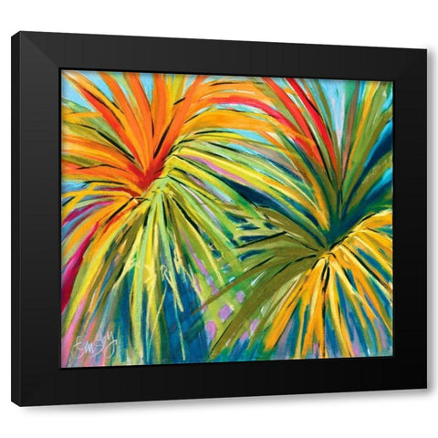 Firework Leaves Black Modern Wood Framed Art Print with Double Matting by Ormsby, Anne