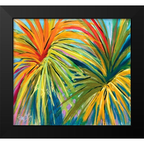 Firework Leaves Black Modern Wood Framed Art Print by Ormsby, Anne