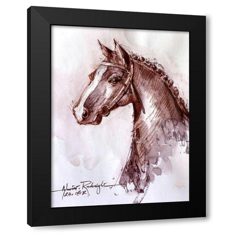 Horse 1 Black Modern Wood Framed Art Print by Rudraksi, Ashwini