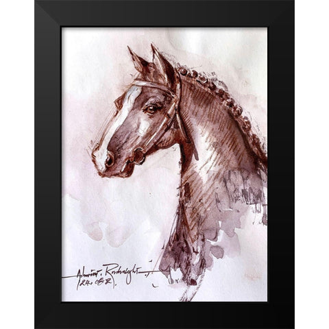 Horse 1 Black Modern Wood Framed Art Print by Rudraksi, Ashwini