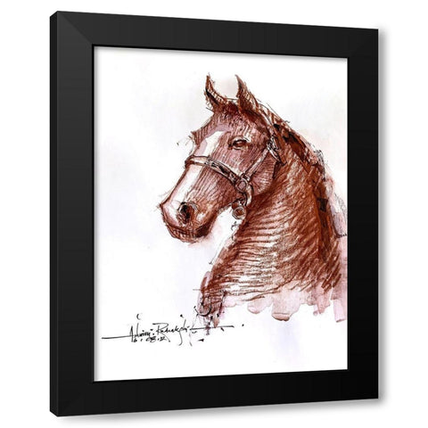 Horse 2 Black Modern Wood Framed Art Print with Double Matting by Rudraksi, Ashwini