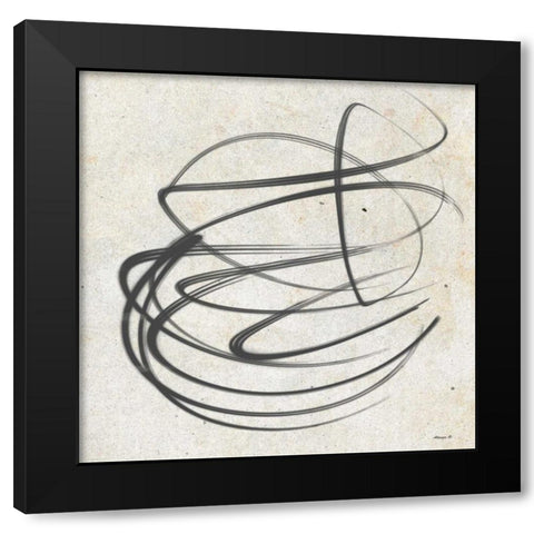 Swirl Black Modern Wood Framed Art Print by Saunders, Alonza