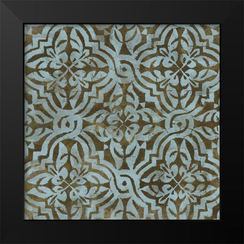 Blue Tile Dark 1 Black Modern Wood Framed Art Print by Saunders, Alonzo