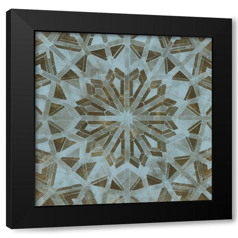 Blue Tile Dark 6 Black Modern Wood Framed Art Print with Double Matting by Saunders, Alonzo
