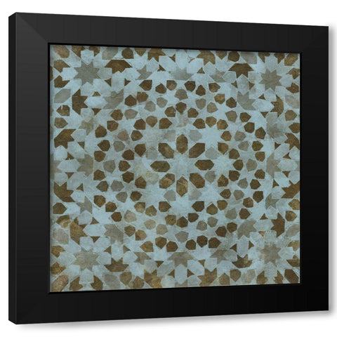 Blue Tile Dark 9 Black Modern Wood Framed Art Print by Saunders, Alonzo