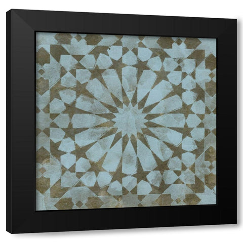 Blue Tile Dark 10 Black Modern Wood Framed Art Print with Double Matting by Saunders, Alonzo