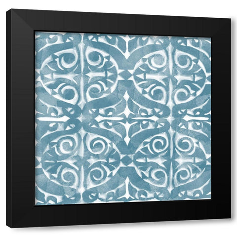 Blue Tile Light 4 Black Modern Wood Framed Art Print by Saunders, Alonzo