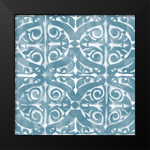 Blue Tile Light 4 Black Modern Wood Framed Art Print by Saunders, Alonzo