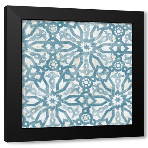 Blue Tile Light 5 Black Modern Wood Framed Art Print by Saunders, Alonzo
