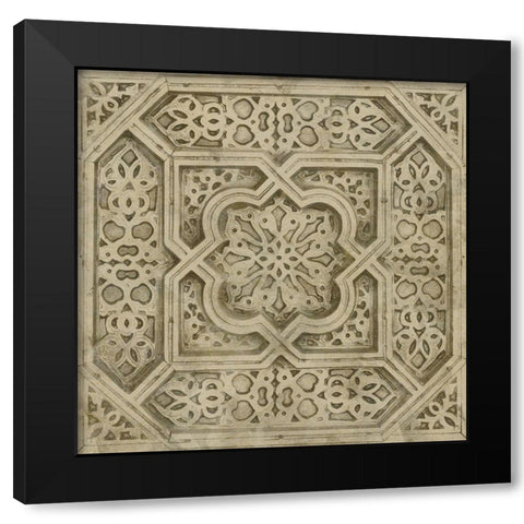 Brown Tile Dark 3 Black Modern Wood Framed Art Print with Double Matting by Saunders, Alonzo