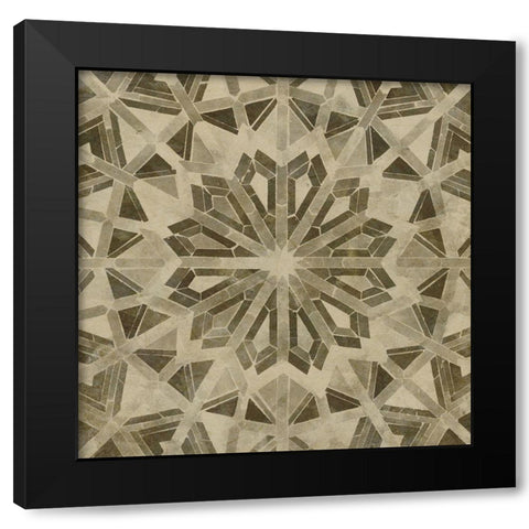 Brown Tile Dark 6 Black Modern Wood Framed Art Print with Double Matting by Saunders, Alonzo