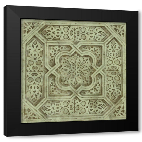 Green Tile Dark 3 Black Modern Wood Framed Art Print with Double Matting by Saunders, Alonzo