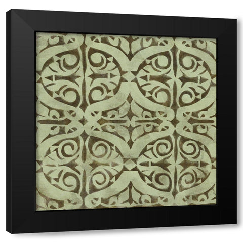 Green Tile Dark 4 Black Modern Wood Framed Art Print with Double Matting by Saunders, Alonzo