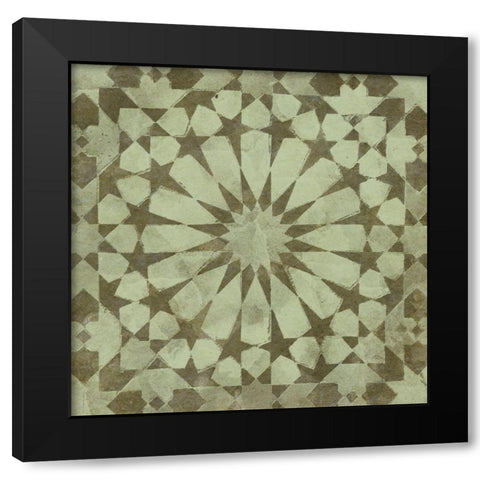 Green Tile Dark 10 Black Modern Wood Framed Art Print with Double Matting by Saunders, Alonzo