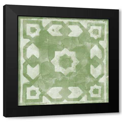 Green Tile Light 2 Black Modern Wood Framed Art Print with Double Matting by Saunders, Alonzo