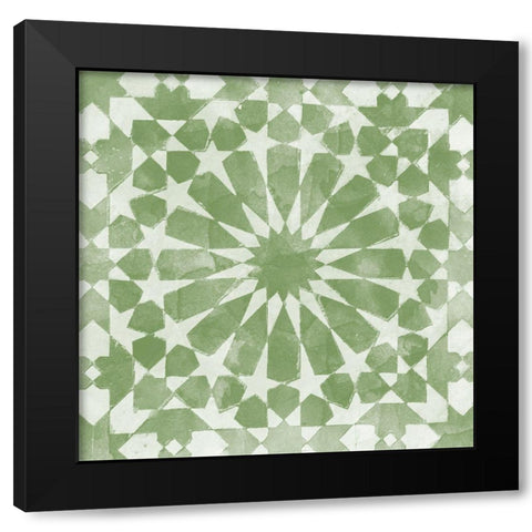 Green Tile Light 10 Black Modern Wood Framed Art Print with Double Matting by Saunders, Alonzo
