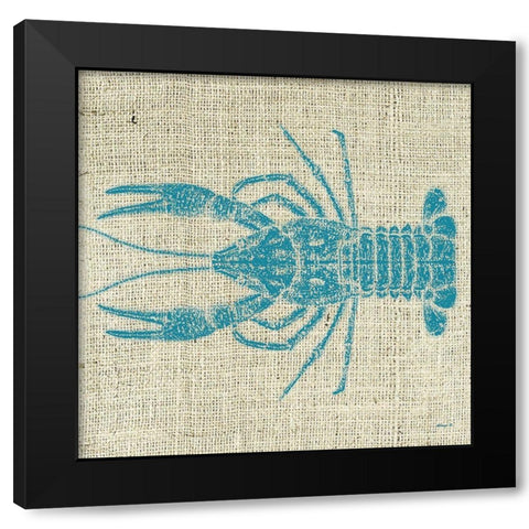 Lobster Linen Black Modern Wood Framed Art Print by Saunders, Alonzo