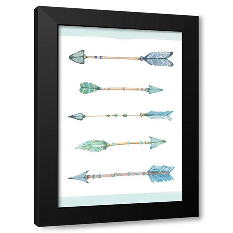 Boho Arrows Blue Black Modern Wood Framed Art Print by Vidal, Alicia