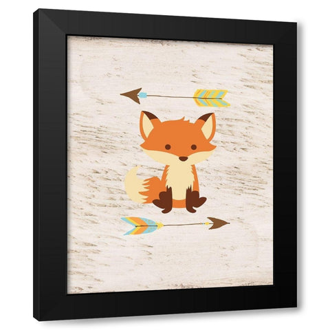 Fox On Wood Black Modern Wood Framed Art Print by Vidal, Alicia