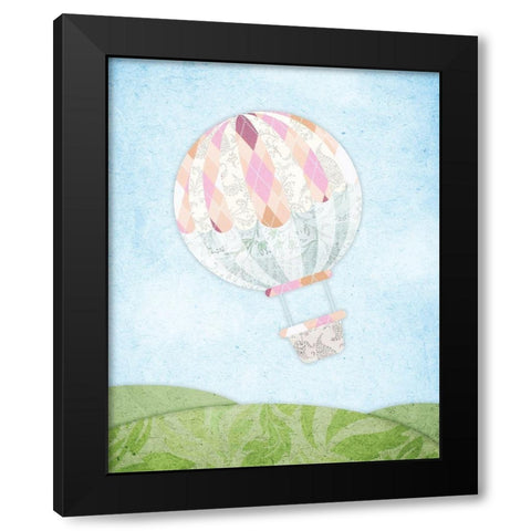 Hot Air Balloon Black Modern Wood Framed Art Print with Double Matting by Vidal, Alicia