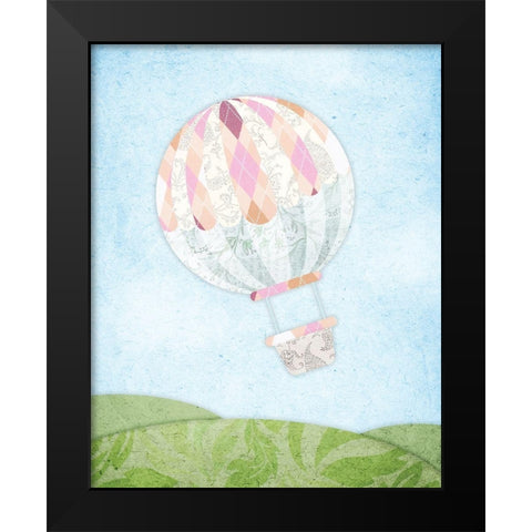 Hot Air Balloon Black Modern Wood Framed Art Print by Vidal, Alicia