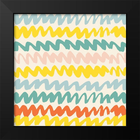80S Pattern 2 Black Modern Wood Framed Art Print by Vidal, Alicia