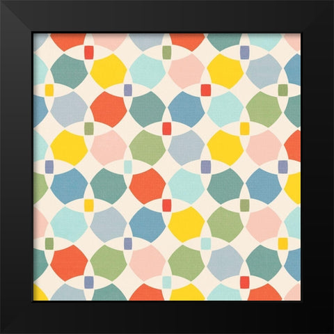 80S Pattern 3 Black Modern Wood Framed Art Print by Vidal, Alicia