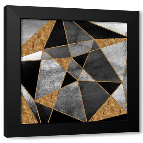Black Geo Abstract 2 Black Modern Wood Framed Art Print with Double Matting by Vidal, Alicia