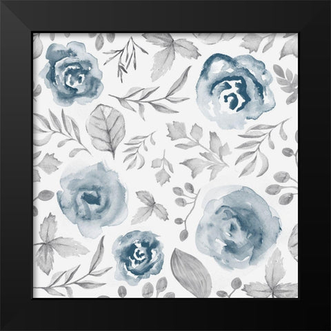 Blue Fade Foliage Black Modern Wood Framed Art Print by Vidal, Alicia