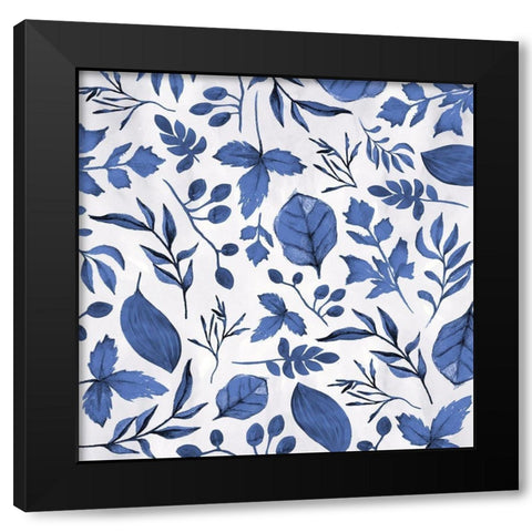 Indigo Foliage Black Modern Wood Framed Art Print by Vidal, Alicia