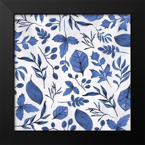 Indigo Foliage Black Modern Wood Framed Art Print by Vidal, Alicia