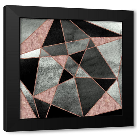 Blush Geo Abstract 1 Black Modern Wood Framed Art Print with Double Matting by Vidal, Alicia