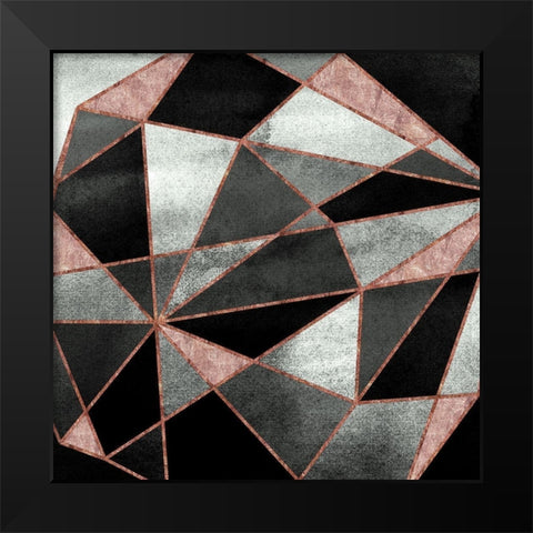 Blush Geo Abstract 2 Black Modern Wood Framed Art Print by Vidal, Alicia