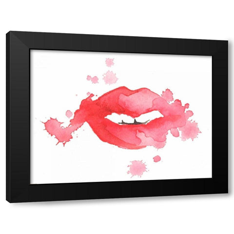 Lip Splash Black Modern Wood Framed Art Print with Double Matting by Zyburt, Alicia