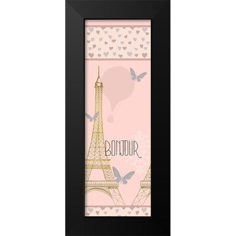 Hearts of Paris Black Modern Wood Framed Art Print by Bailey, Ann