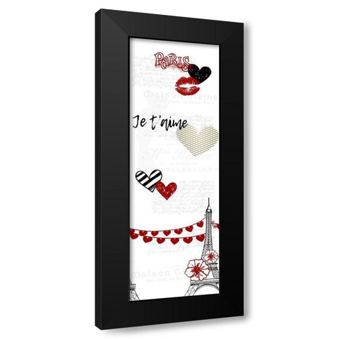 Paris Hearts Black Modern Wood Framed Art Print by Bailey, Ann