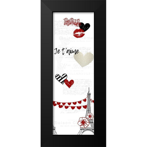 Paris Hearts Black Modern Wood Framed Art Print by Bailey, Ann