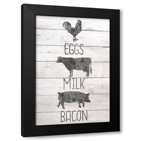 Eggs Milk Bacon Black Modern Wood Framed Art Print by Bailey, Ann