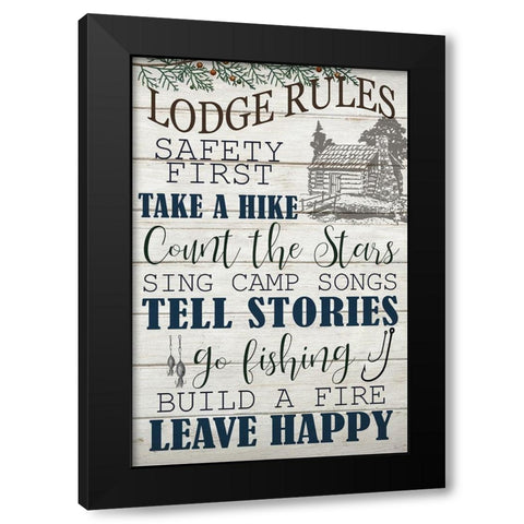 Lodge Rules Black Modern Wood Framed Art Print with Double Matting by Bailey, Ann